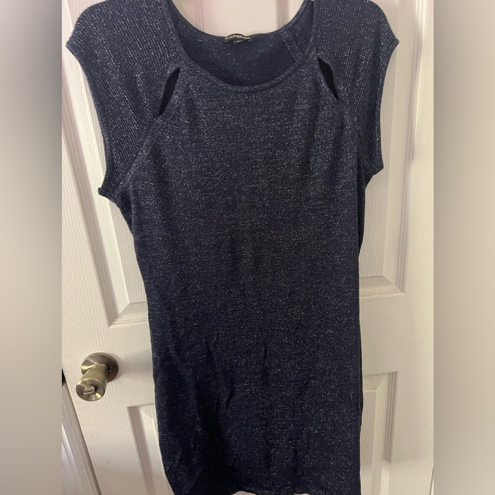 Fitted sparkly dark/navy blue dress. Size large Express